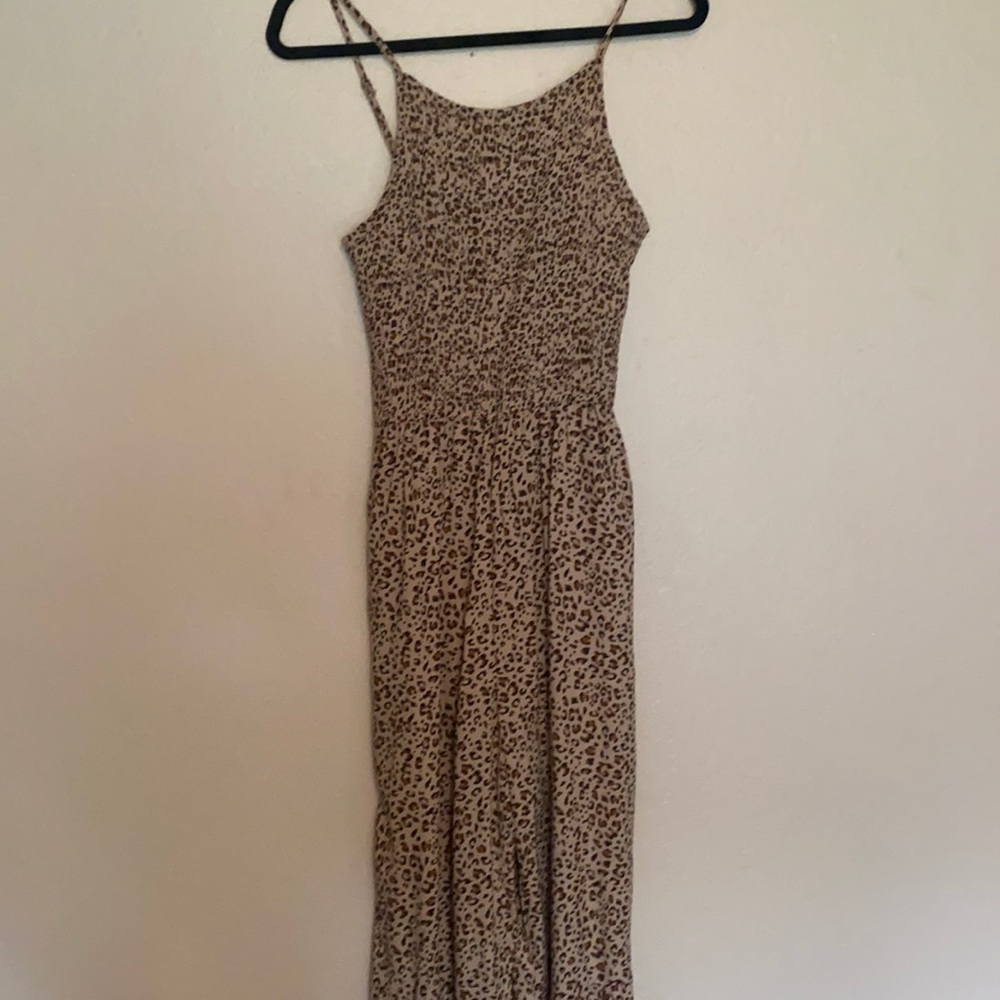 Flare bottom cheetah print jumpsuit
